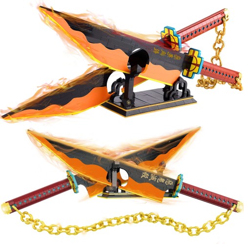 1478pcs, 82inch for Demon Slayer Sword Building Block Model, Samurai Sword Set with Scabbard and Stand, Best Gift for Anime Fans (Tengen Uzui Sword)